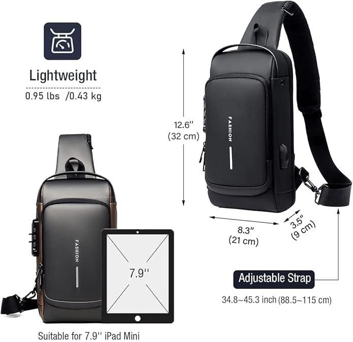 USB CHARGING Waterproof Lightweight Sling Bag for Men & Women
