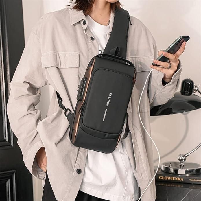 USB CHARGING Waterproof Lightweight Sling Bag for Men & Women
